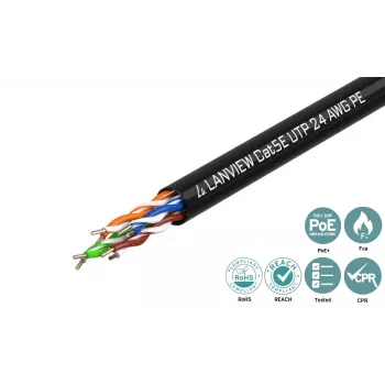 Kabel sieciowy Lanview LVN122149 Czarny 305 m Cat5e U/UTP (UTP)