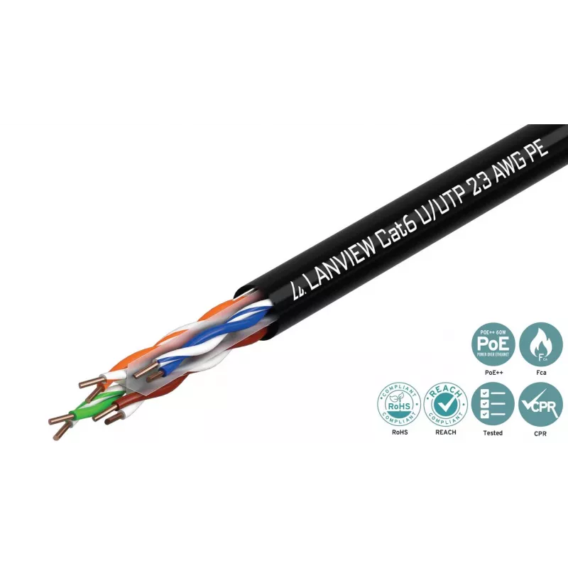 Lanview LVN122151 kabel sieciowy Czarny 305 m Kat. 6 U/UTP UTP 10000 Mbit/s