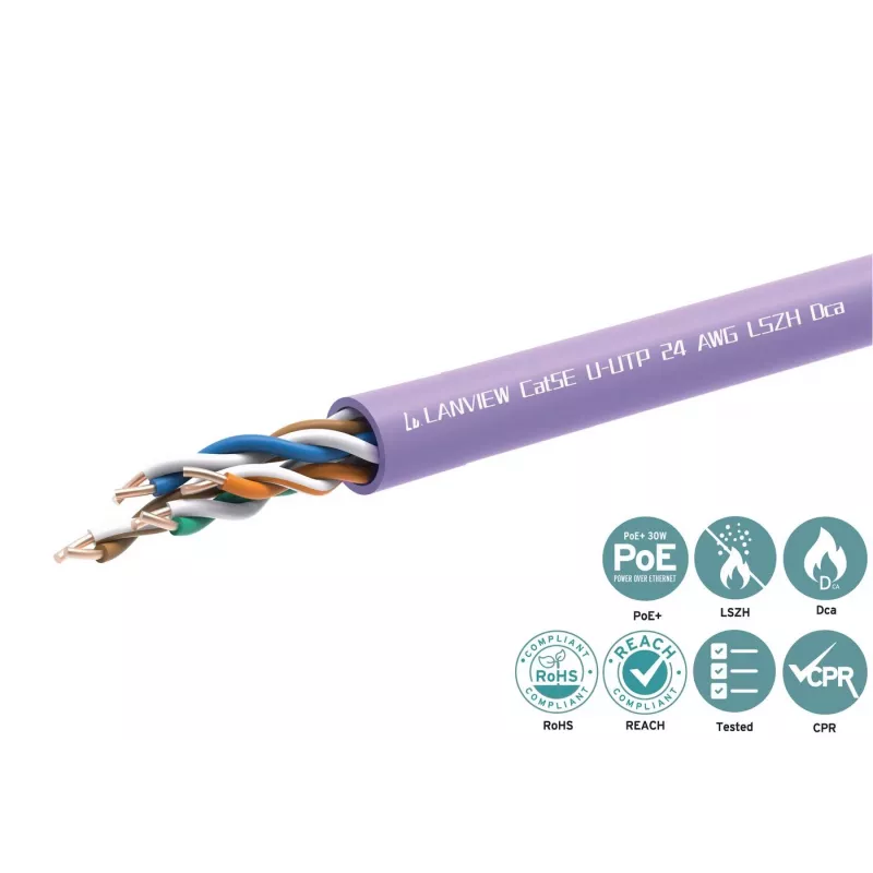 Kabel sieciowy Lanview LVN122152 RJ45 Cat5e 305 m fioletowy