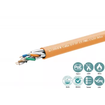 Kabel sieciowy Lanview LVN122153 RJ45 Cat6a 305 m pomarańczowy