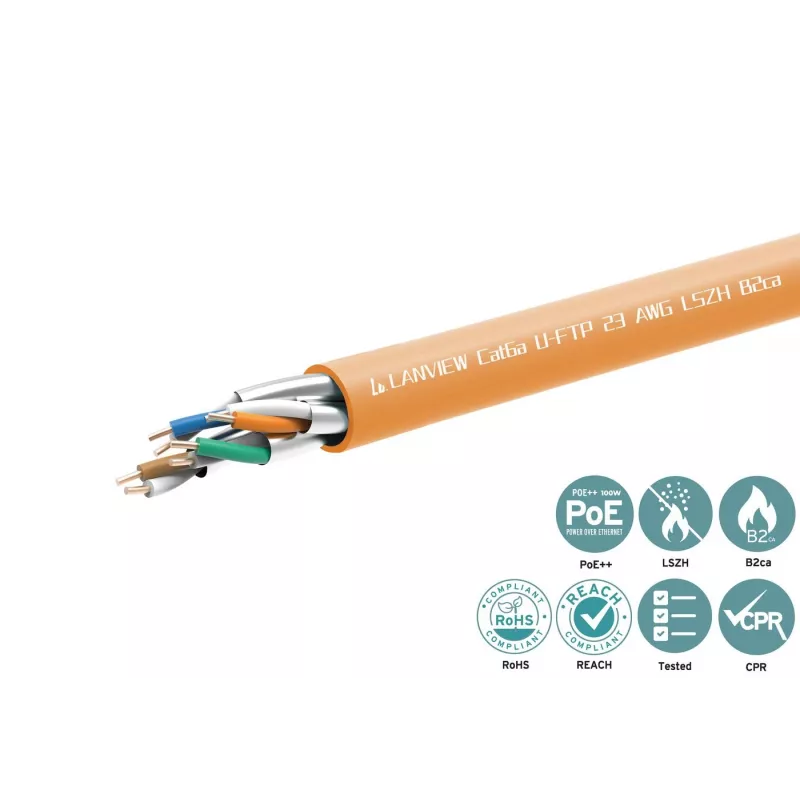 Kabel sieciowy Lanview LVN122153 RJ45 Cat6a 305 m pomarańczowy