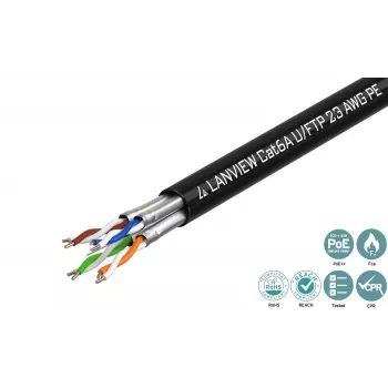 Kabel sieciowy Lanview LVN122445 Czarny 500 m Cat6a U/UTP (UTP)