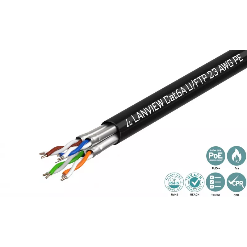 Kabel sieciowy Lanview LVN122445 Czarny 500 m Cat6a U/UTP (UTP)