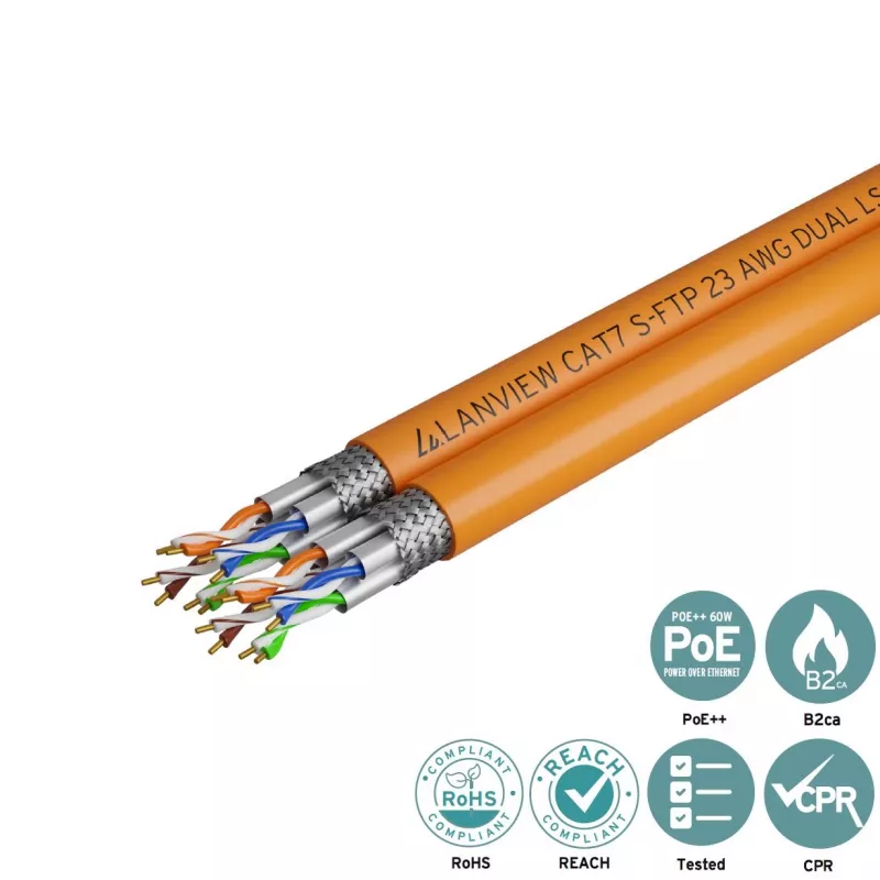 Kabel sieciowy Lanview LVN122510 pomarańczowy 500 m Cat7 S/FTP (S-STP)