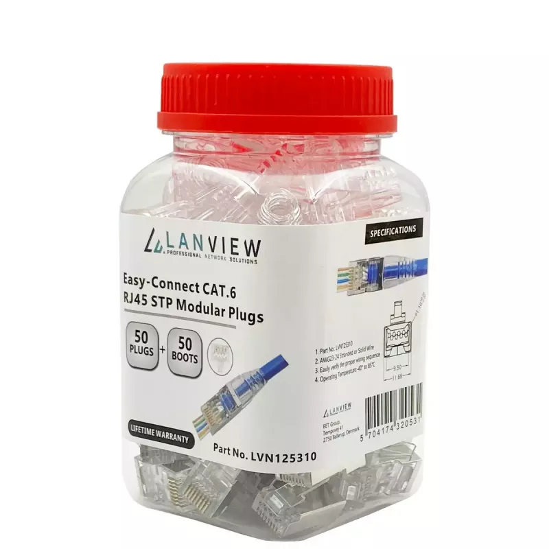 Złącze przewodów RJ45 Lanview LVN125310, przezroczyste