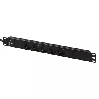 Listwa zasilająca Lanview 19-calowa do szafy RACK 1U 10A, 5x Schuko (LVR-3MSCH-LIC-SCH5)