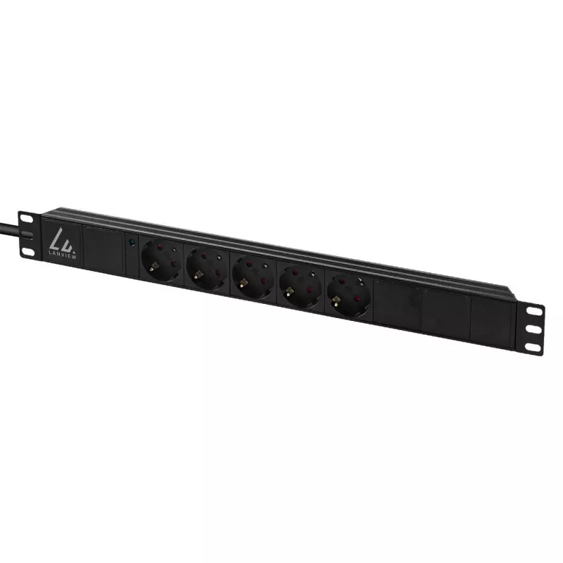 Listwa zasilająca Lanview 19-calowa do szafy RACK 1U 10A, 5x Schuko (LVR-3MSCH-LIC-SCH5)