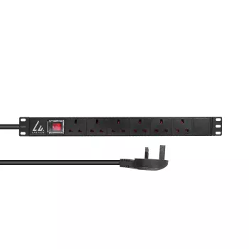 Lanview LVR-3MUK-SW-UK6 listwa zasilająca (PDU) 6 gniazd AC 1.4U Czarny