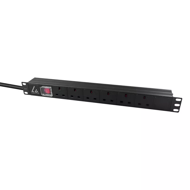 Lanview LVR-3MUK-SW-UK6 listwa zasilająca (PDU) 6 gniazd AC 1.4U Czarny