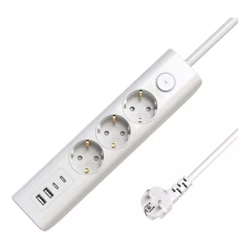 Microconnect 3-drogowa listwa zasilająca USB Schuko 1,5 m biała 3 gniazda AC 230 V