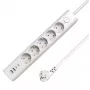 Microconnect 5-way USB Schuko Power Strip on/off switch 1.5M, biały