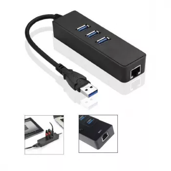 Microconnect MC-USB3.0HUBWETH stacja dokująca/replikator portów do laptopa USB 3.2 Gen 1 (3.1 Gen 1) Typ-A Czarny