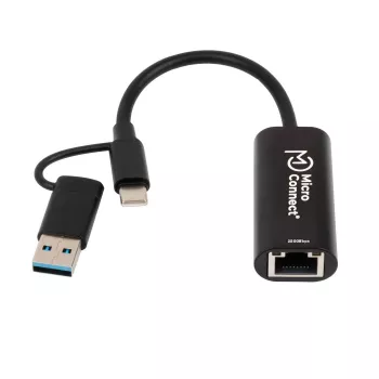 Przełącznik kabla Microconnect MC-USBACNET2.5G USB C RJ-45 0,2 m Czarny