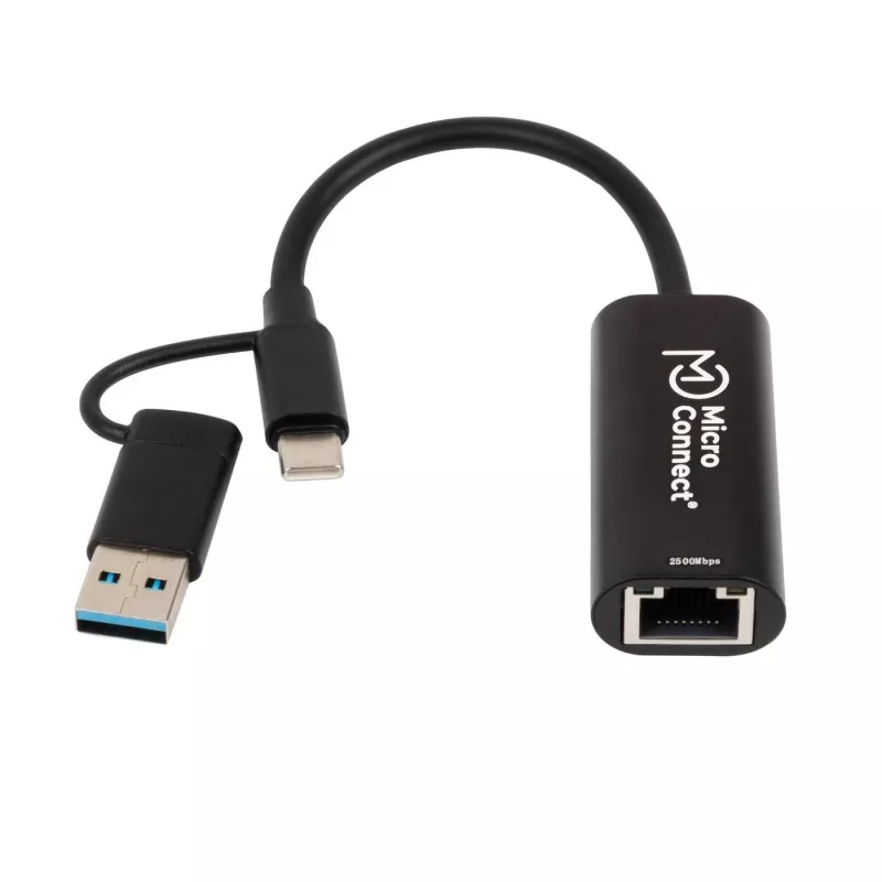 Przełącznik kabla Microconnect MC-USBACNET2.5G USB C RJ-45 0,2 m Czarny