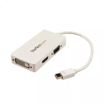 Travel A/V Adapter: 3-w-1 Mini DisplayPort do VGA, DVI lub HDMI - Biały