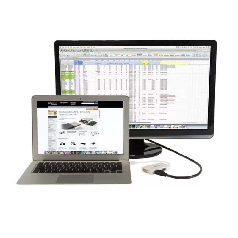 Travel A/V Adapter: 3-w-1 Mini DisplayPort do VGA, DVI lub HDMI - Biały