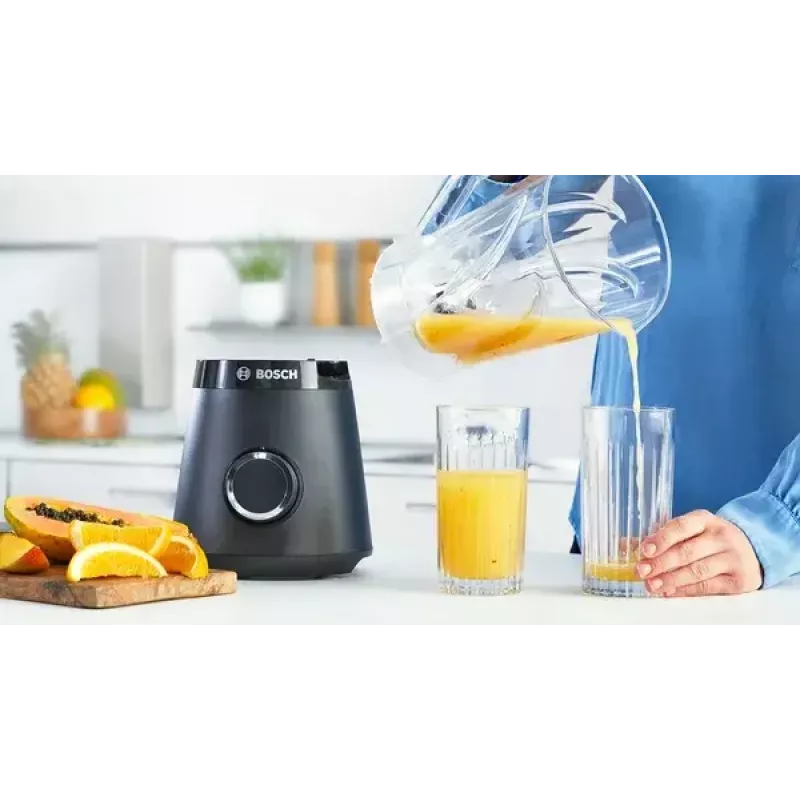 Blender stołowy Bosch Serie 4 MMB6141B — 1200 W, pojemnik Tritan 1,5 l, 2 prędkości, kruszenie lodu, czarny