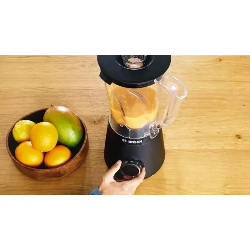 Blender stołowy Bosch Serie 4 MMB6141B — 1200 W, pojemnik Tritan 1,5 l, 2 prędkości, kruszenie lodu, czarny