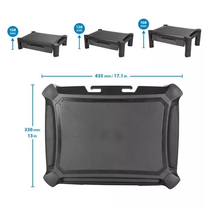StarTech.com Podstawka pod monitor - Szuflada - Regulowana wysokość, wolnostojąca, 10 kg, 33 cm (13 cali), 81,3 cm (32 cale), Regulacja wysokości, Czarny