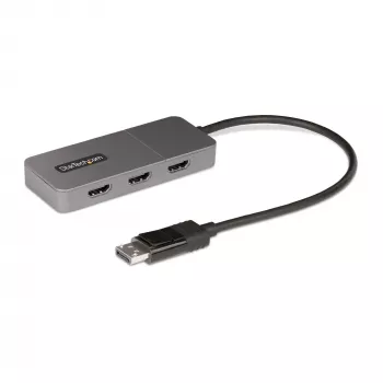 StarTech.com 3-portowy koncentrator MST - DisplayPort do 3x HDMI, trzy monitory 4K 60 Hz, adapter wideo DP 1.4 Multi-Monitor, 1 ft (30 cm) wbudowany kabel, zasilanie przez USB, tylko Windows