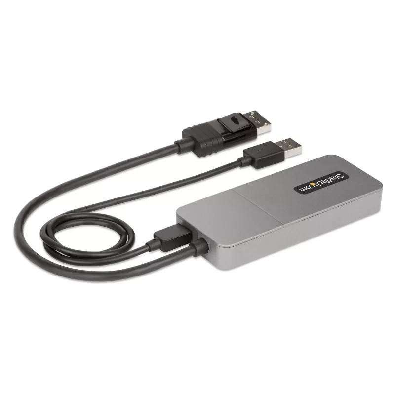 StarTech.com 3-portowy koncentrator MST - DisplayPort do 3x HDMI, trzy monitory 4K 60 Hz, adapter wideo DP 1.4 Multi-Monitor, 1 ft (30 cm) wbudowany kabel, zasilanie przez USB, tylko Windows