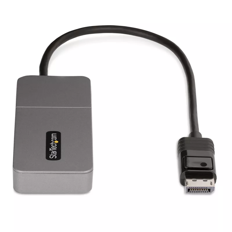 StarTech.com 3-portowy koncentrator MST - DisplayPort do 3x HDMI, trzy monitory 4K 60 Hz, adapter wideo DP 1.4 Multi-Monitor, 1 ft (30 cm) wbudowany kabel, zasilanie przez USB, tylko Windows