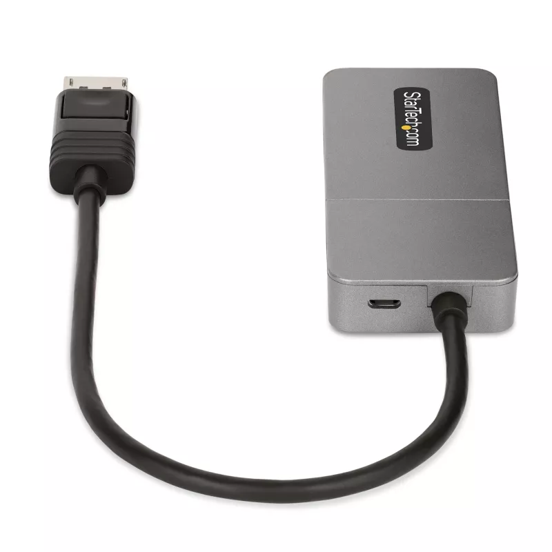 StarTech.com 3-portowy koncentrator MST - DisplayPort do 3x HDMI, trzy monitory 4K 60 Hz, adapter wideo DP 1.4 Multi-Monitor, 1 ft (30 cm) wbudowany kabel, zasilanie przez USB, tylko Windows