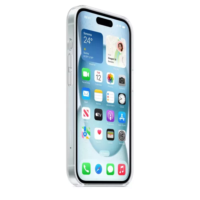 Etui ochronne do iPhone'a 15 od Apple, MagSafe, przezroczyste, poliwęglan, na ekran 6,1 cala