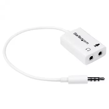StarTech.com Biały adapter do zestawu słuchawkowego ze słuchawkami z oddzielnymi wtyczkami słuchawek/mikrofonu - 3,5 mm 4-pozycyjne na 2x 3-pozycyjne 3,5 mm M/F