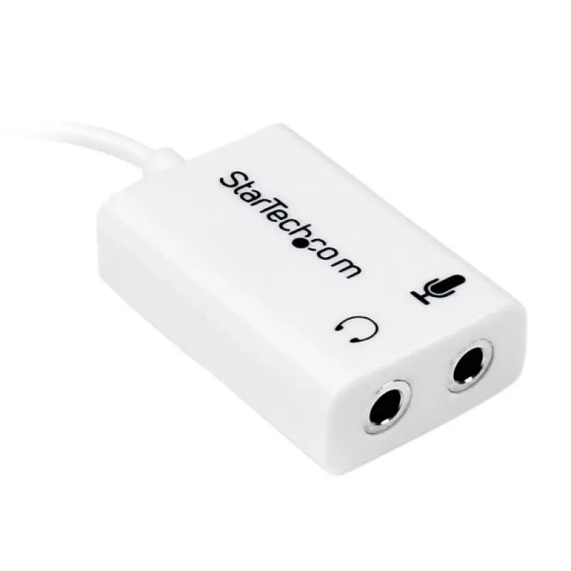 StarTech.com Biały adapter do zestawu słuchawkowego ze słuchawkami z oddzielnymi wtyczkami słuchawek/mikrofonu - 3,5 mm 4-pozycyjne na 2x 3-pozycyjne 3,5 mm M/F