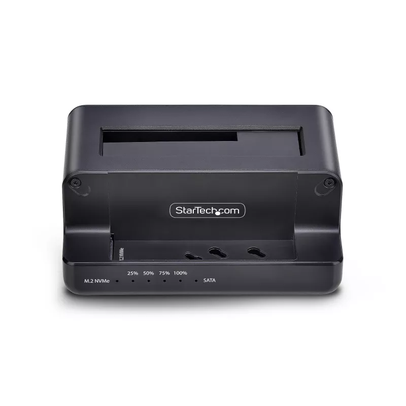 StarTech.com M.2 NVMe do SATA - Duplikator dysków 2.5/3.5 cala, dwukieszeniowy samodzielny kloner SSD/stacja dokująca, dwukierunkowy NVMe do SATA / SATA do NVMe, do 27 GB/min, TAA