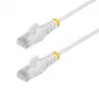StarTech.com 15 m biały wąski kabel Ethernet CAT6, bez zaczepów, 100 W PoE, UTP, LSZH, 28AWG czysta miedź goła, wąska linka krosowa sieciowa RJ45 z odciążeniami, testowana indywidualnie