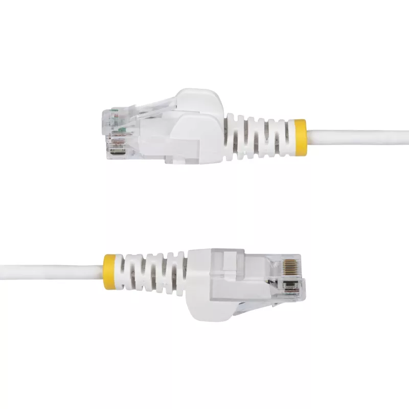 StarTech.com 15 m biały wąski kabel Ethernet CAT6, bez zaczepów, 100 W PoE, UTP, LSZH, 28AWG czysta miedź goła, wąska linka krosowa sieciowa RJ45 z odciążeniami, testowana indywidualnie