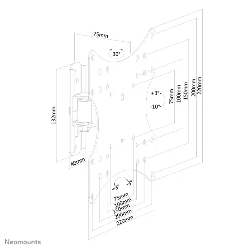Neomounts FPMA-W115Czarny uchwyt ścienny do telewizora 10–40 cali – pełny ruch