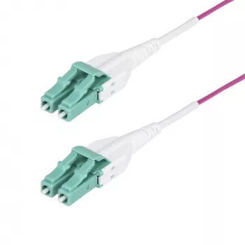 StarTech.com 1 m (3 stopy) Kabel LC na LC (UPC) OM4 wielomodowy światłowodowy, Erika Violet, 50/125 µm, 40G/100G, LOMMF/VCSEL, złącze uniboot, kros światłowodowy, OFNR Riser Rated
