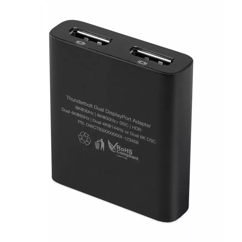 Adapter OWC Thunderbolt Dual DisplayPort – graficzny adapter USB, 7680 x 4320 pikseli, czarny