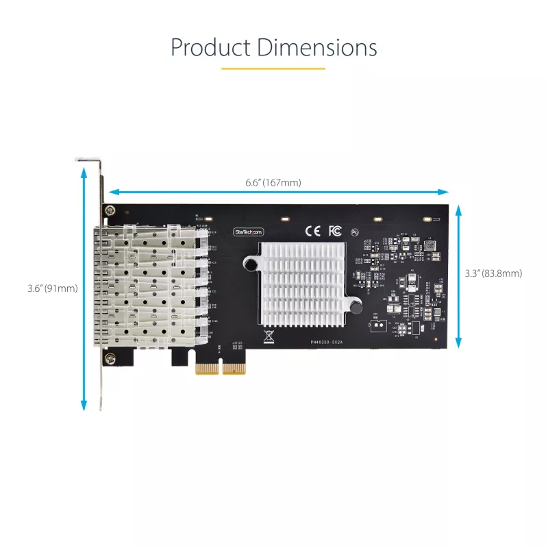 StarTech.com 4-Port GbE SFP sieciowy Card, PCIe 2.0 x2 (x4, x8, x16 Kompatybilny), Intel I350-AM4 4x 1GbE Controller, 1000BASE miedź/Fiber Optic, Desktop/Server Quad-Port Gigabit Ethernet NIC - Windows & Linux