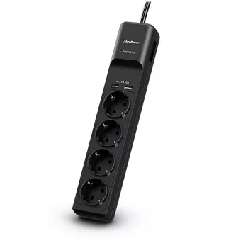 CyberPower P0420SUD0-DE ochronnik przeciwprzepięciowy Czarny 4 Gniazda AC 200 - 250 V 1.8 m