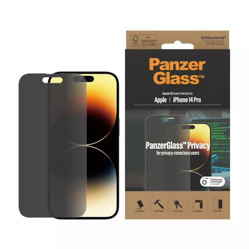 Folia ochronna prywatyzująca PanzerGlass Apple iPhone 14 Pro Scratch Shock Resistant