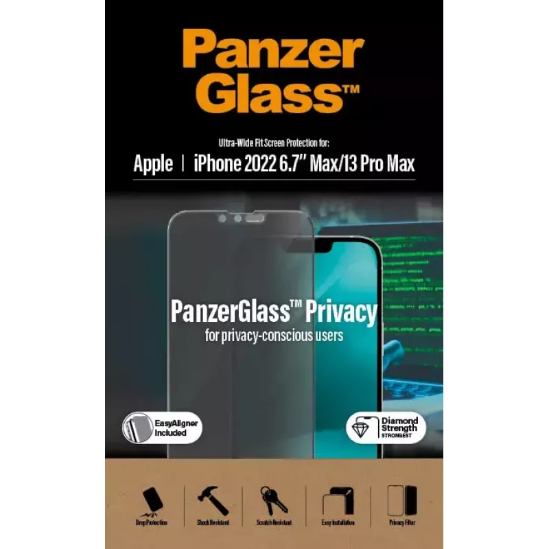 PanzerGlass ® Osłona ekranu z filtrem prywatyzującym iPhone 14 Plus | 13 Pro Max | Ultra-Wide Fit z EasyAligner