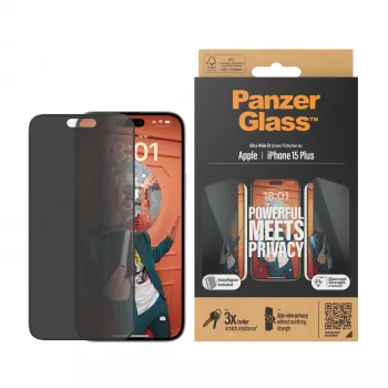 PanzerGlass ® Privacy Ochrona ekranu iPhone 15 Plus | Ultra-Wide Fit z EasyAligner
