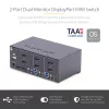 StarTech.com 2-portowy przełącznik KVM DisplayPort z obsługą dwóch monitorów, 4K 60 Hz, 2 porty koncentratora USB 5 Gb/s, 2 porty HID USB 2.0, przełączanie klawiszami skrótu i przyciskiem, zgodny z TAA – ochrona ESD poziomu 3