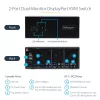 StarTech.com 2-portowy przełącznik KVM DisplayPort z obsługą dwóch monitorów, 4K 60 Hz, 2 porty koncentratora USB 5 Gb/s, 2 porty HID USB 2.0, przełączanie klawiszami skrótu i przyciskiem, zgodny z TAA – ochrona ESD poziomu 3