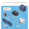 StarTech.com 2-portowy przełącznik KVM DisplayPort z obsługą dwóch monitorów, 4K 60 Hz, 2 porty koncentratora USB 5 Gb/s, 2 porty HID USB 2.0, przełączanie klawiszami skrótu i przyciskiem, zgodny z TAA – ochrona ESD poziomu 3