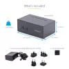 StarTech.com 2-portowy przełącznik KVM DisplayPort z obsługą dwóch monitorów, 4K 60 Hz, 2 porty koncentratora USB 5 Gb/s, 2 porty HID USB 2.0, przełączanie klawiszami skrótu i przyciskiem, zgodny z TAA – ochrona ESD poziomu 3