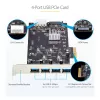 StarTech.com 4-Port USB PCIe Card, USB 3.2 5Gbps, Karta rozszerzeń PCI Express z 4 niezależnymi kontrolerami USB, 4 porty USB-A, Windows/macOS/Linux