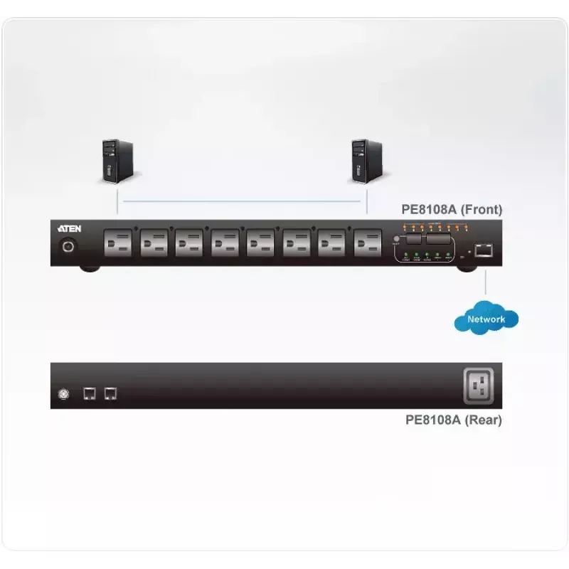ATEN 1U 10A 8 gniazd przełączany + mierzony PDU + darmowe oprogramowanie Eco PDU Manager