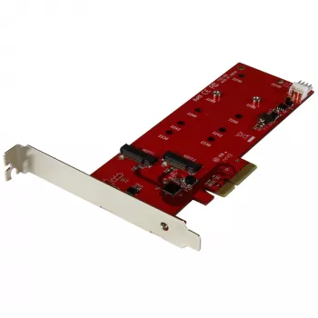 StarTech.com 2x M.2 SATA SSD Controller Card - PCIe, PCIe, M.2, Full-height / Low-profile, PCI 2.0, czerwony, CE, FCC, TAA