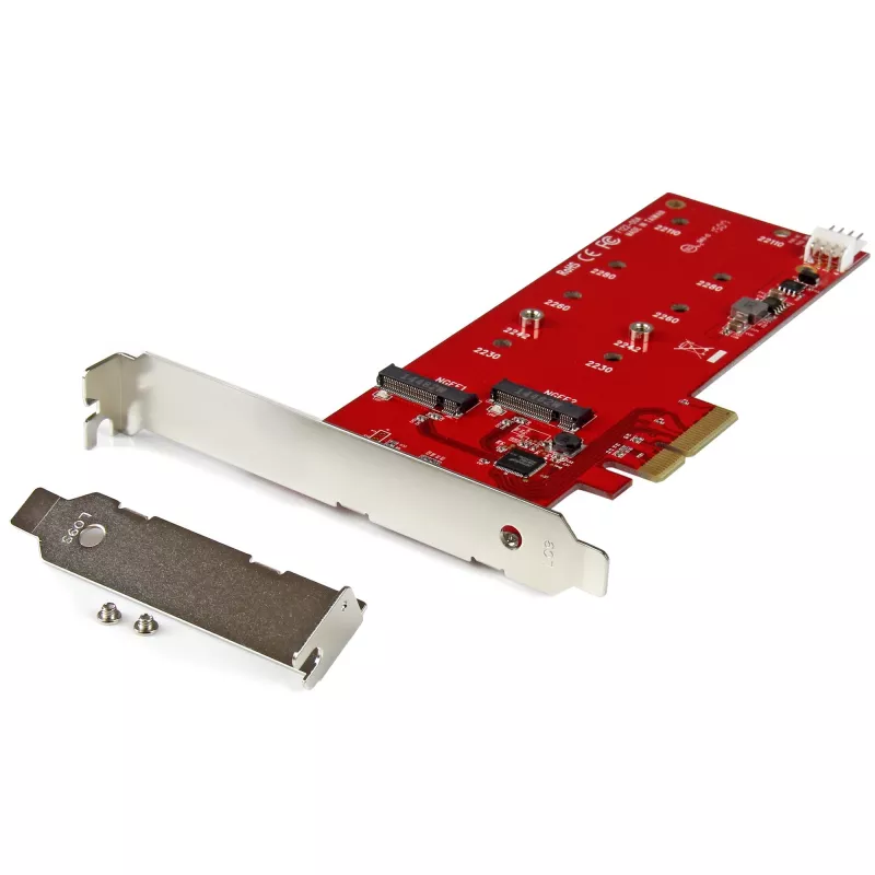 StarTech.com 2x M.2 SATA SSD Controller Card - PCIe, PCIe, M.2, Full-height / Low-profile, PCI 2.0, czerwony, CE, FCC, TAA