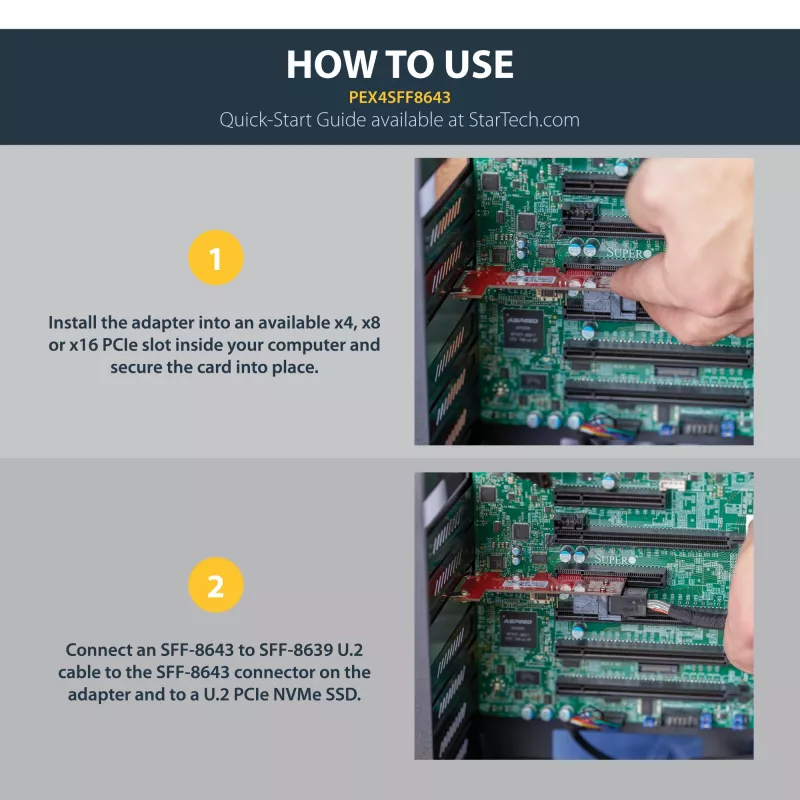 StarTech.com x4 PCI Express na SFF-8643 – adapter dla PCIe NVMe U.2 SSD